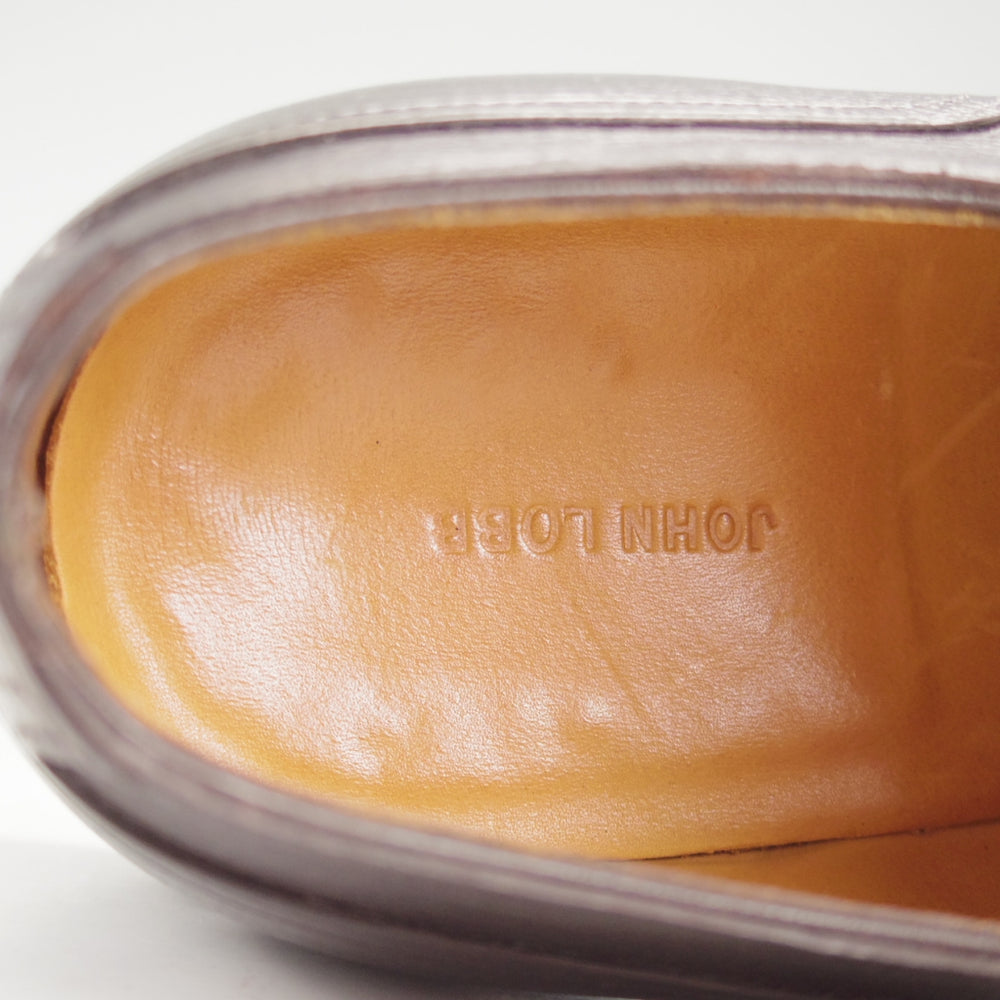 美品★ジョンロブ 7.5E【定価1,870ユーロ(34万円程度)★HARLYN/スキンステッチ/8695ラスト】Uチップ/グレインレザー/濃茶/JOHN LOBB★p332