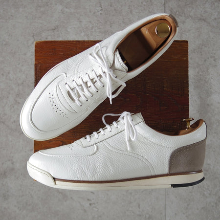 美品★ジョンロブ SIZE 8【定価￥183,700-★レザースニーカー/PORTH/ポース】0216ラスト/シボ革/白/メンズ/JOHN LOBB★p335