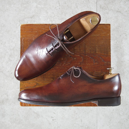 極上★(仏)ベルルッティ SIZE 6.5【定価￥370,700-★純正ツリー付/ALESSANDRO GALET/アレッサンドロ】ホールカット/濃茶系/Berluti★p337