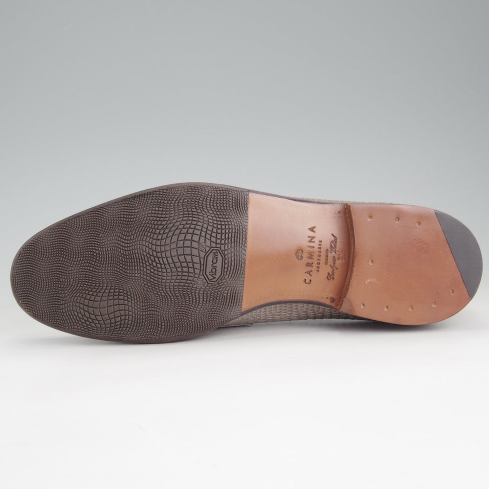 未使用★(スペイン製)カルミナ SIZE 8.5【現行定価20万円以上★リザード革/コインローファー/80578】灰茶/メンズ/CARMINA★p333