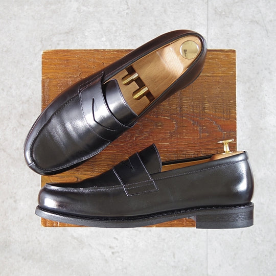 極美品★パラブーツ SIZE 7.5【定価￥99,000-★アドニス/ADONIS】コインローファー/GALAXYソール/カーフ/黒/メンズ/Paraboot★n221