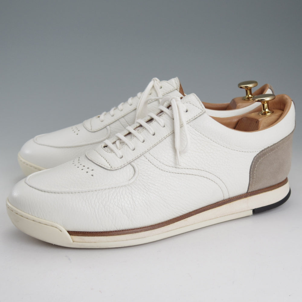 美品★ジョンロブ SIZE 8【定価￥183,700-★レザースニーカー/PORTH/ポース】0216ラスト/シボ革/白/メンズ/JOHN LOBB★p335