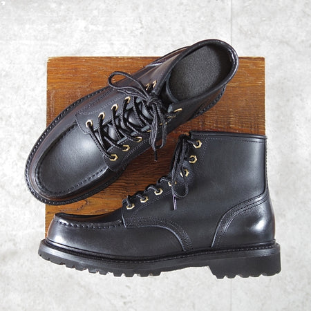 極美品★三陽山長 SIZE 6【定価￥66,000-★榛名/モックトゥブーツ】HARUNA/オイルドレザー/黒/メンズ/Sanyo Yamacho★n717
