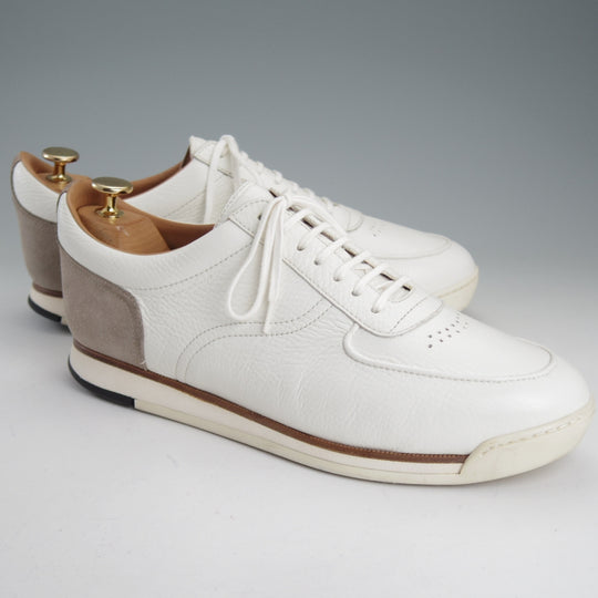 美品★ジョンロブ SIZE 8【定価￥183,700-★レザースニーカー/PORTH/ポース】0216ラスト/シボ革/白/メンズ/JOHN LOBB★p335
