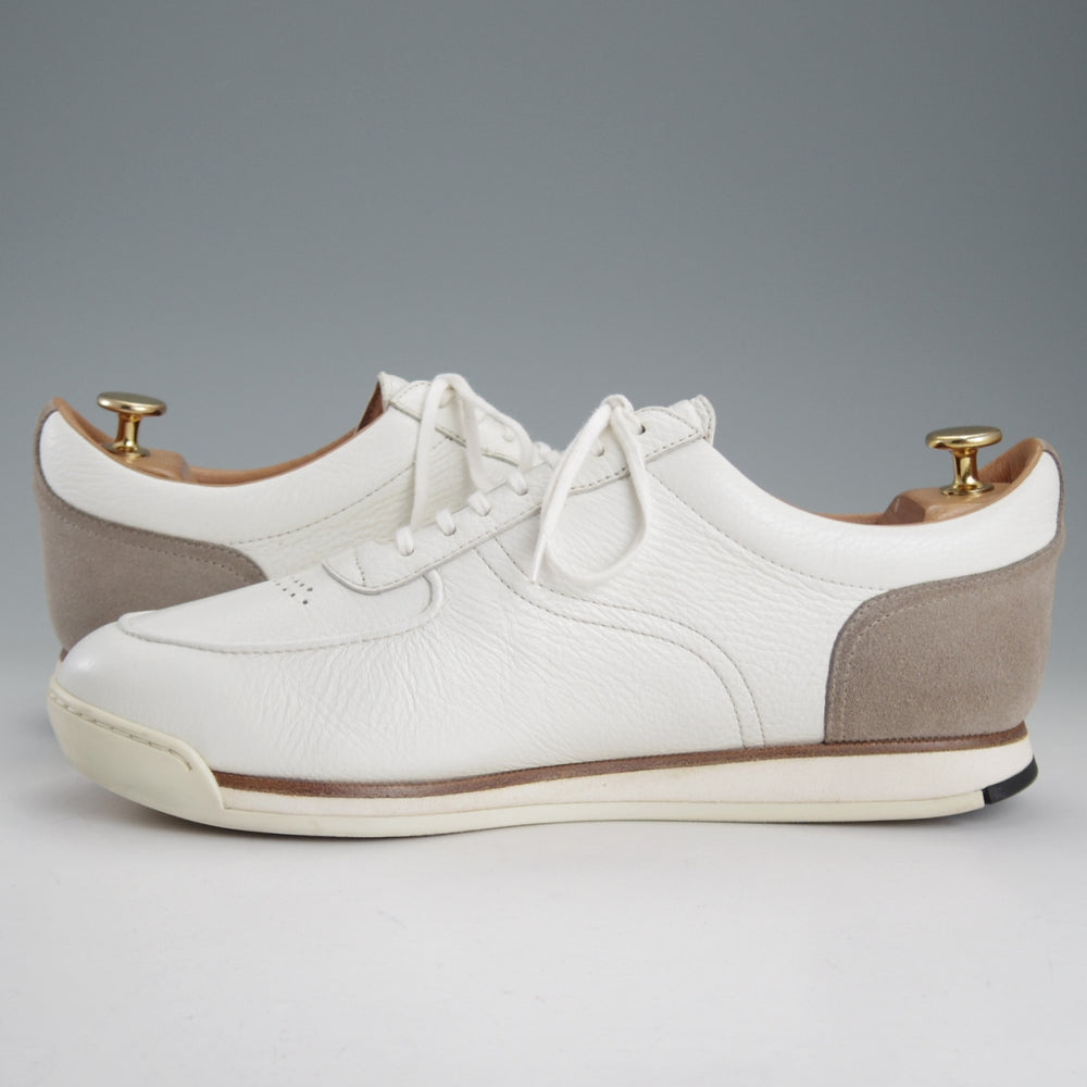 美品★ジョンロブ SIZE 8【定価￥183,700-★レザースニーカー/PORTH/ポース】0216ラスト/シボ革/白/メンズ/JOHN LOBB★p335