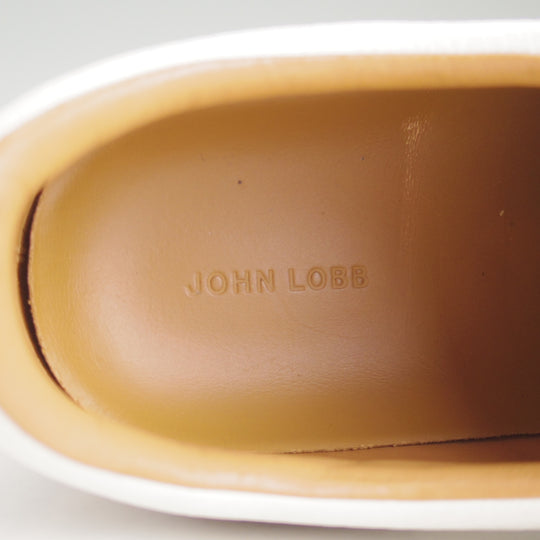 美品★ジョンロブ SIZE 8【定価￥183,700-★レザースニーカー/PORTH/ポース】0216ラスト/シボ革/白/メンズ/JOHN LOBB★p335