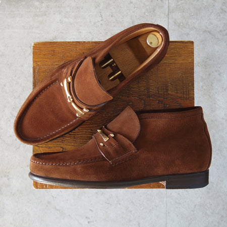 極上★(伊)F.LLIジャコメッティ SIZE 42【現行定価10万円以上★ビットブーツ/センターエラスティック】スエード/茶/Giacometti★o204