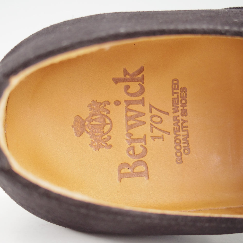 未使用★(スペイン製)バーウィック SIZE 8【グッドイヤーウェルテッド製法★パンチドキャップトゥ/3577】スエード/黒/Berwick★o755