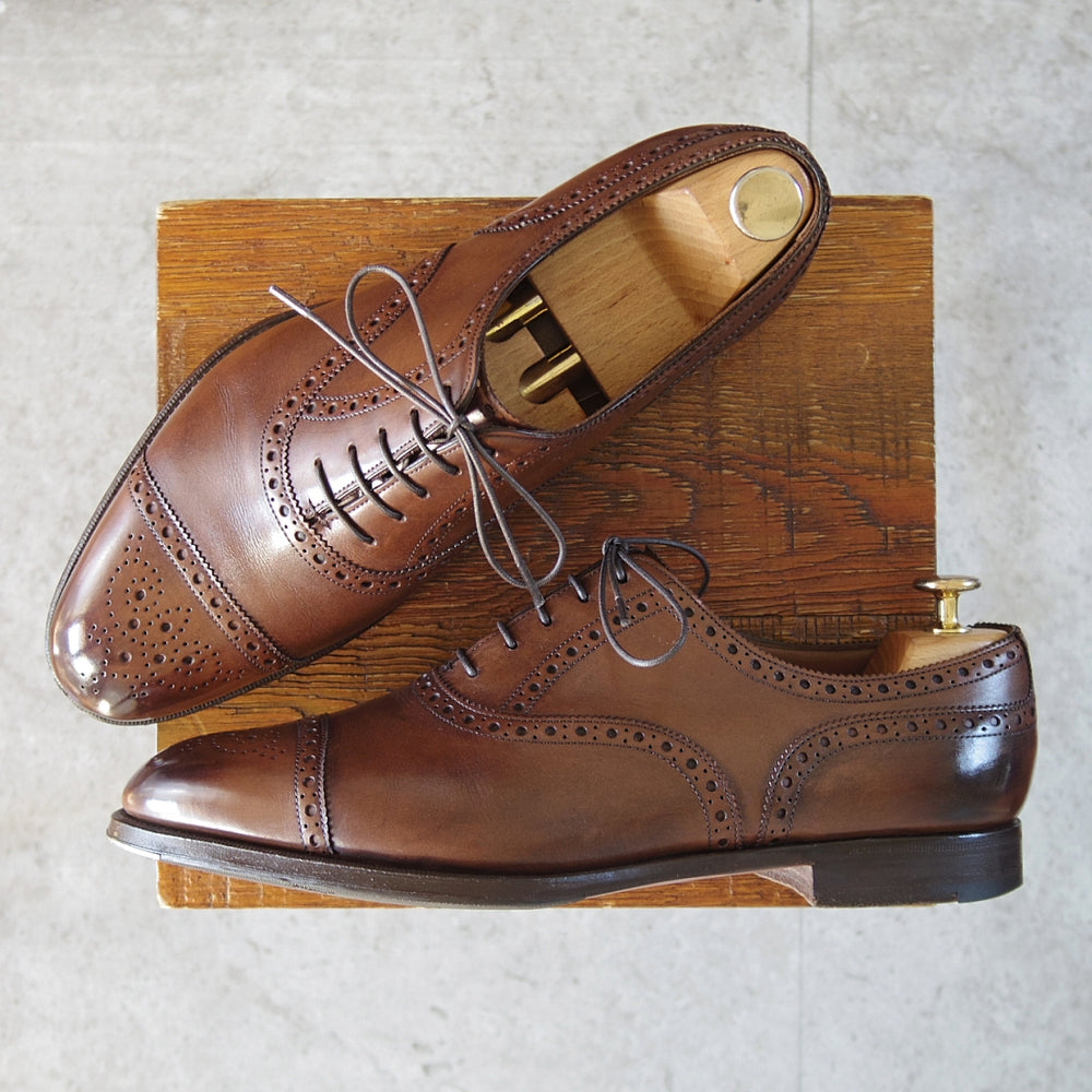 極上★エドワードグリーン 8.5E【現行定価￥253,000-★カドガン/CADOGAN/202ラスト】セミブローグ/カーフ/濃茶/EDWARD GREEN★o207