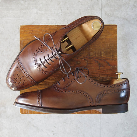 極上★エドワードグリーン 8.5E【現行定価￥253,000-★カドガン/CADOGAN/202ラスト】セミブローグ/カーフ/濃茶/EDWARD GREEN★o207