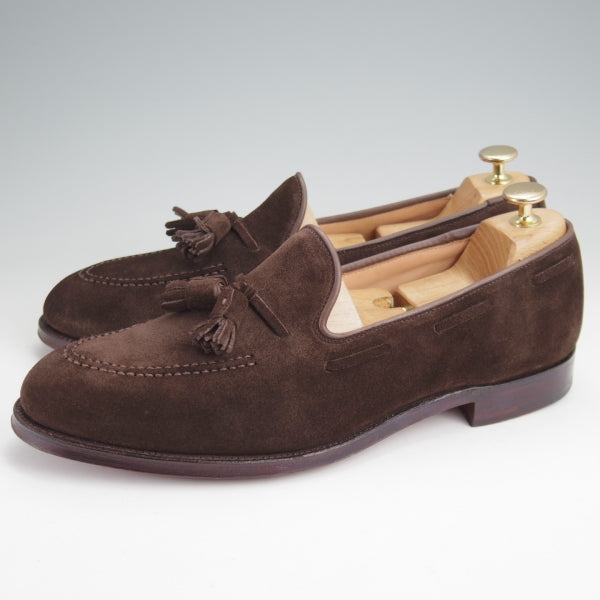 極美品★クロケット&ジョーンズ 8.5E【定価￥115,500-★CAVENDISH 3/キャベンディッシュ3】タッセルローファー/スエード/濃茶★n213
