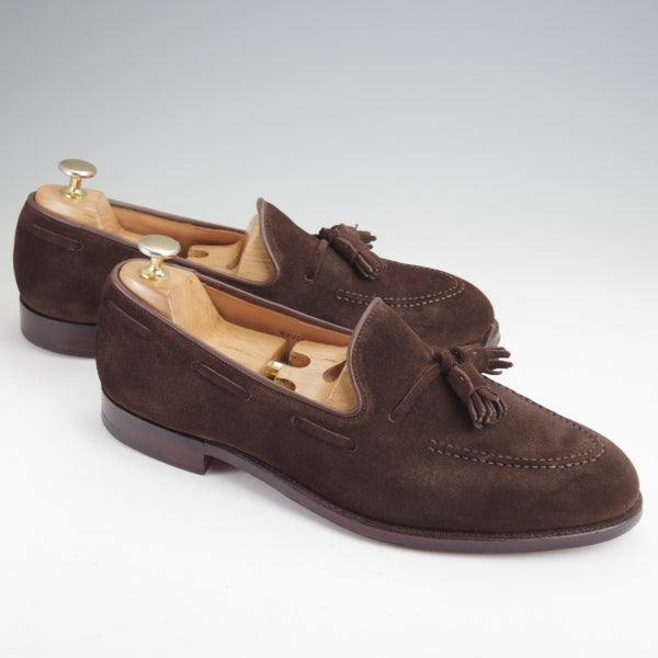 極美品★クロケット&ジョーンズ 8.5E【定価￥115,500-★CAVENDISH 3/キャベンディッシュ3】タッセルローファー/スエード/濃茶★n213