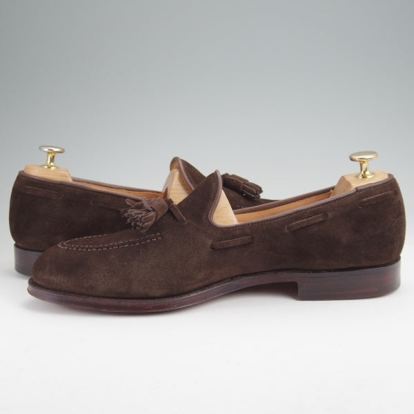 極美品★クロケット&ジョーンズ 8.5E【定価￥115,500-★CAVENDISH 3/キャベンディッシュ3】タッセルローファー/スエード/濃茶★n213