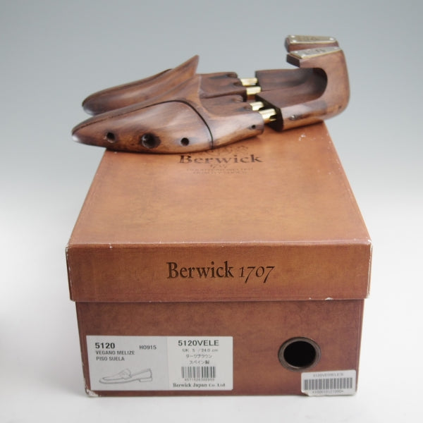 極上★(スペイン製)Berwick/バーウィック SIZE 5【合計定価￥44,000-★純正シューツリー付き/コインローファー】ベガノカーフ/濃茶★m174