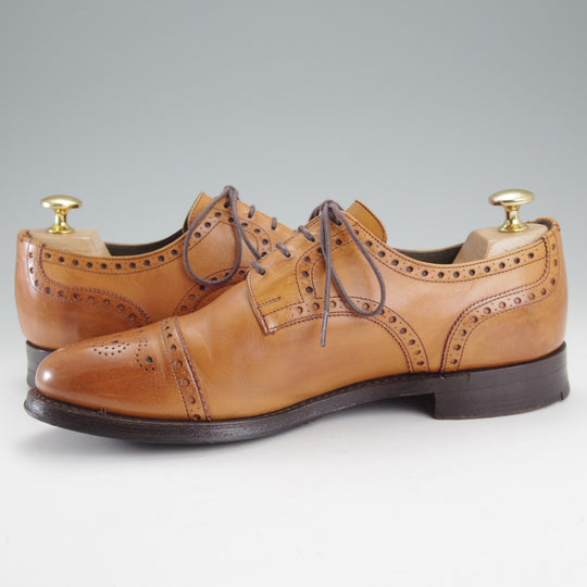 極上★(英)チーニー 5.5F【貴重★伊勢丹メンズ別注/セミブローグ】132ラスト/カーフ/薄茶/ISETAN/CHEANEY★o202