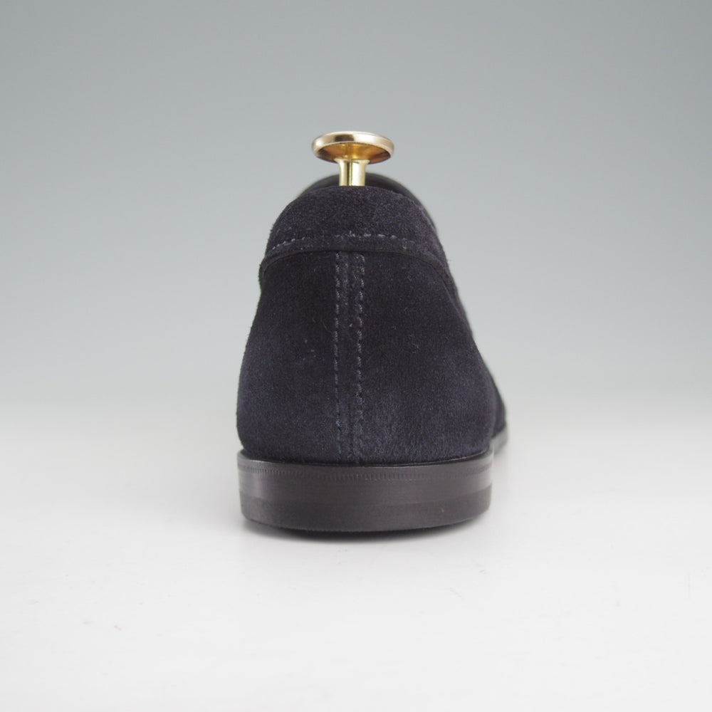 未使用★(伊)サントーニ SIZE 7【定価￥155,100-★ローファー/CARLOSラスト】18000/スエード/紺/Santoni★o761