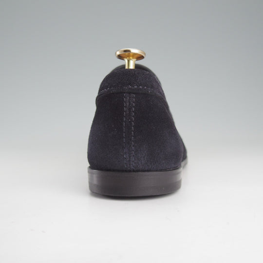 未使用★(伊)サントーニ SIZE 7【定価￥155,100-★ローファー/CARLOSラスト】18000/スエード/紺/Santoni★o761