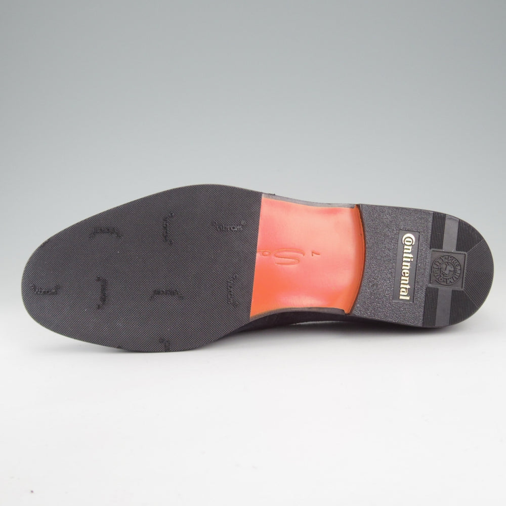 未使用★(伊)サントーニ SIZE 7【定価￥155,100-★ローファー/CARLOSラスト】18000/スエード/紺/Santoni★o761