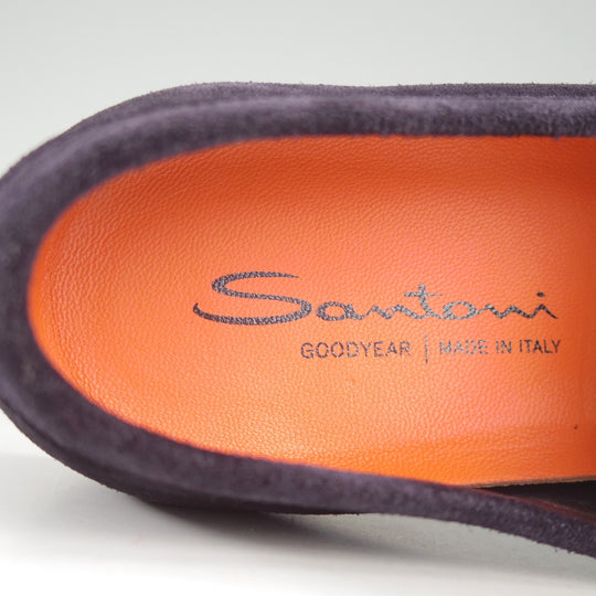 未使用★(伊)サントーニ SIZE 7【定価￥155,100-★ローファー/CARLOSラスト】18000/スエード/紺/Santoni★o761