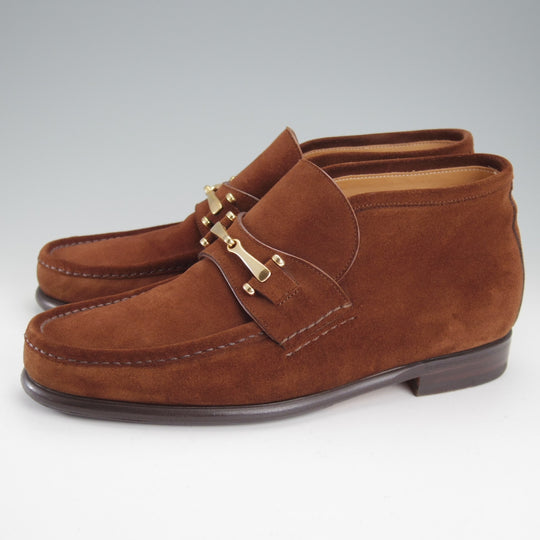 極上★(伊)F.LLIジャコメッティ SIZE 42【現行定価10万円以上★ビットブーツ/センターエラスティック】スエード/茶/Giacometti★o204