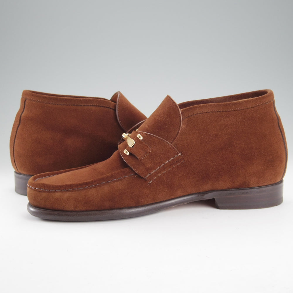 極上★(伊)F.LLIジャコメッティ SIZE 42【現行定価10万円以上★ビットブーツ/センターエラスティック】スエード/茶/Giacometti★o204