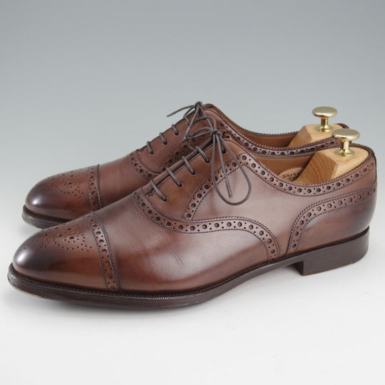 極上★エドワードグリーン 8.5E【現行定価￥253,000-★カドガン/CADOGAN/202ラスト】セミブローグ/カーフ/濃茶/EDWARD GREEN★o207