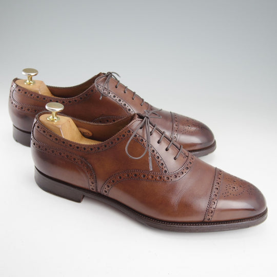 極上★エドワードグリーン 8.5E【現行定価￥253,000-★カドガン/CADOGAN/202ラスト】セミブローグ/カーフ/濃茶/EDWARD GREEN★o207