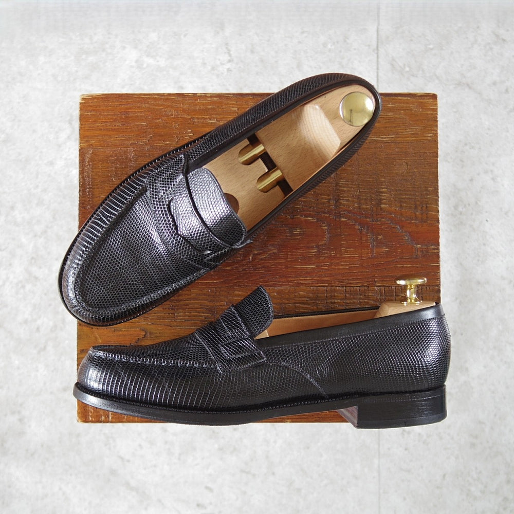 美品★J.M.ウエストン(レディース) 5C【現行定価￥396,000-★リザード革/コインローファー/180】82ラスト/黒/Weston/ウェストン★o777
