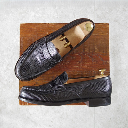 美品★J.M.ウエストン(レディース) 5C【現行定価￥396,000-★リザード革/コインローファー/180】82ラスト/黒/Weston/ウェストン★o777