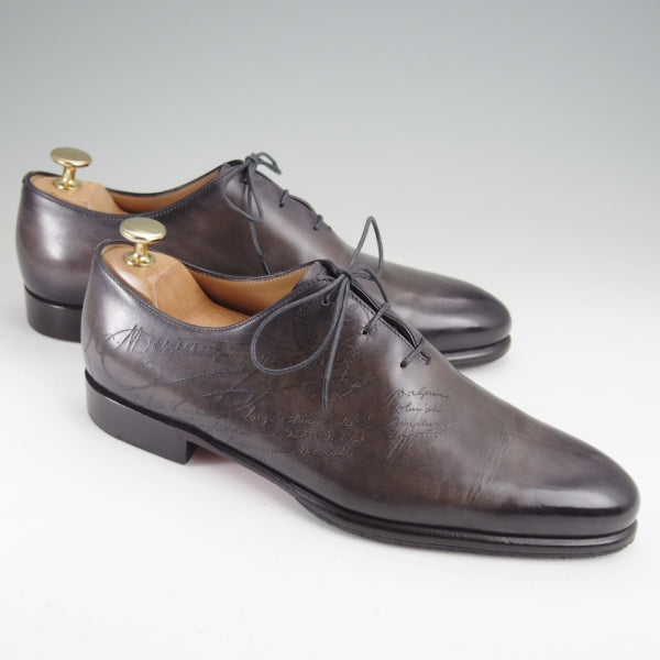 極美品★(仏)ベルルッティ SIZE 5.5【定価￥357,500-★カリグラフィ(スクリット)仕様/アレッサンドロ】ホールカット/黒系/Berluti★n225