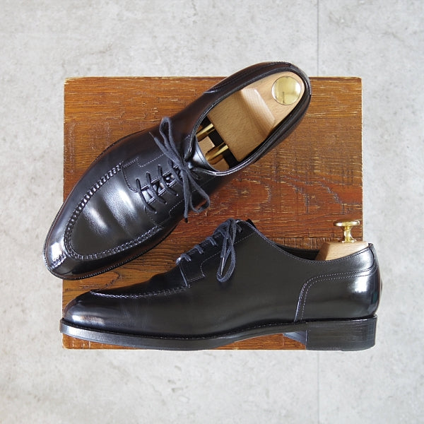 美品★三陽山長 SIZE 5.5【定価￥121,000-★勘三郎/Uチップ/R2010ラスト】スキンステッチ/カーフ/黒/メンズ/KANZABURO/Sanyo Yamacho★n730