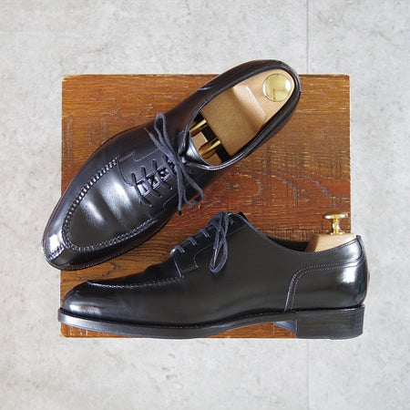 美品★三陽山長 SIZE 5.5【定価￥121,000-★勘三郎/Uチップ/R2010ラスト】スキンステッチ/カーフ/黒/メンズ/KANZABURO/Sanyo Yamacho★n730
