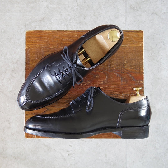 美品★三陽山長 SIZE 5.5【定価￥121,000-★勘三郎/Uチップ/R2010ラスト】スキンステッチ/カーフ/黒/メンズ/KANZABURO/Sanyo Yamacho★n730
