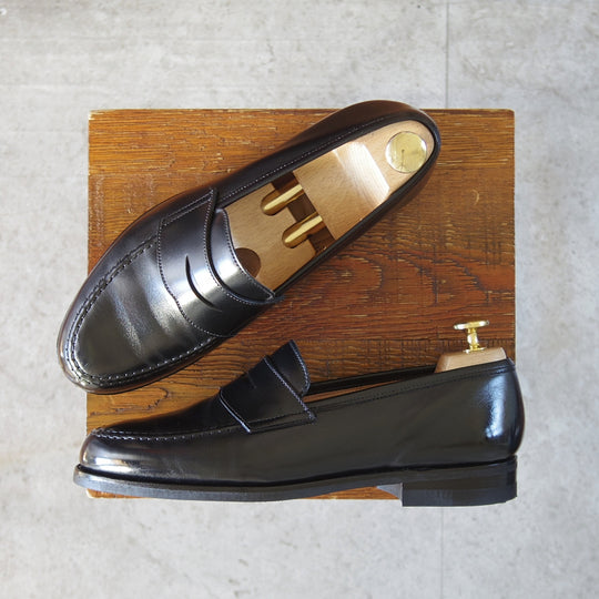 美品★クロケット&ジョーンズ 5.5E【定価￥127,600-★BOSTON 2/ボストン】376ラスト/コインローファー/カーフ/黒/Crockett&Jones★o226