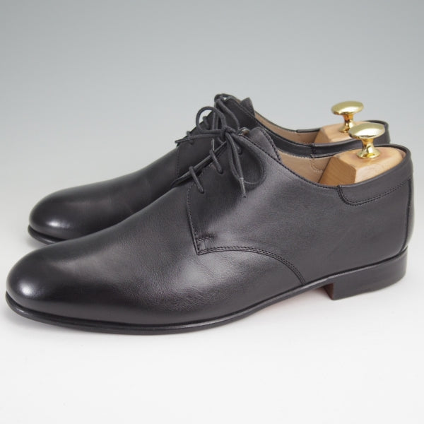 極美品★HERMES/エルメス SIZE 39【イタリア製★プレーントゥ/黒】Vフロント/カーフ/メンズ★n230