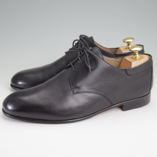 極美品★HERMES/エルメス SIZE 39【イタリア製★プレーントゥ/黒】Vフロント/カーフ/メンズ★n230