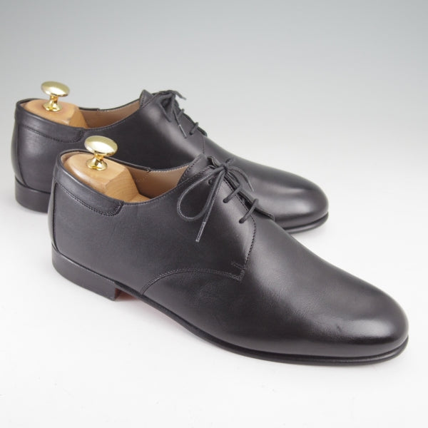 極美品★HERMES/エルメス SIZE 39【イタリア製★プレーントゥ/黒】Vフロント/カーフ/メンズ★n230