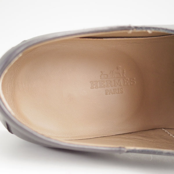 極美品★HERMES/エルメス SIZE 39【イタリア製★プレーントゥ/黒】Vフロント/カーフ/メンズ★n230