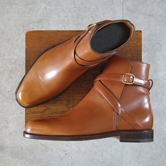 未使用★(伊)タニノクリスチー SIZE 6【定価￥210,000-★ブラックラピド製法/FLASOTTO】フラソット/658/ジョッパーブーツ/茶★n238