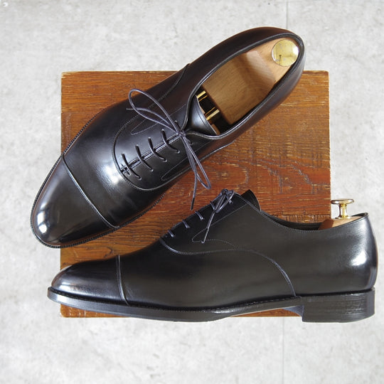 極上★三陽山長 SIZE 9【定価￥132,000-★純正シューツリー付き/匠 友二郎/R2010ラスト】ストレートチップ/カーフ/黒/メンズ★o793