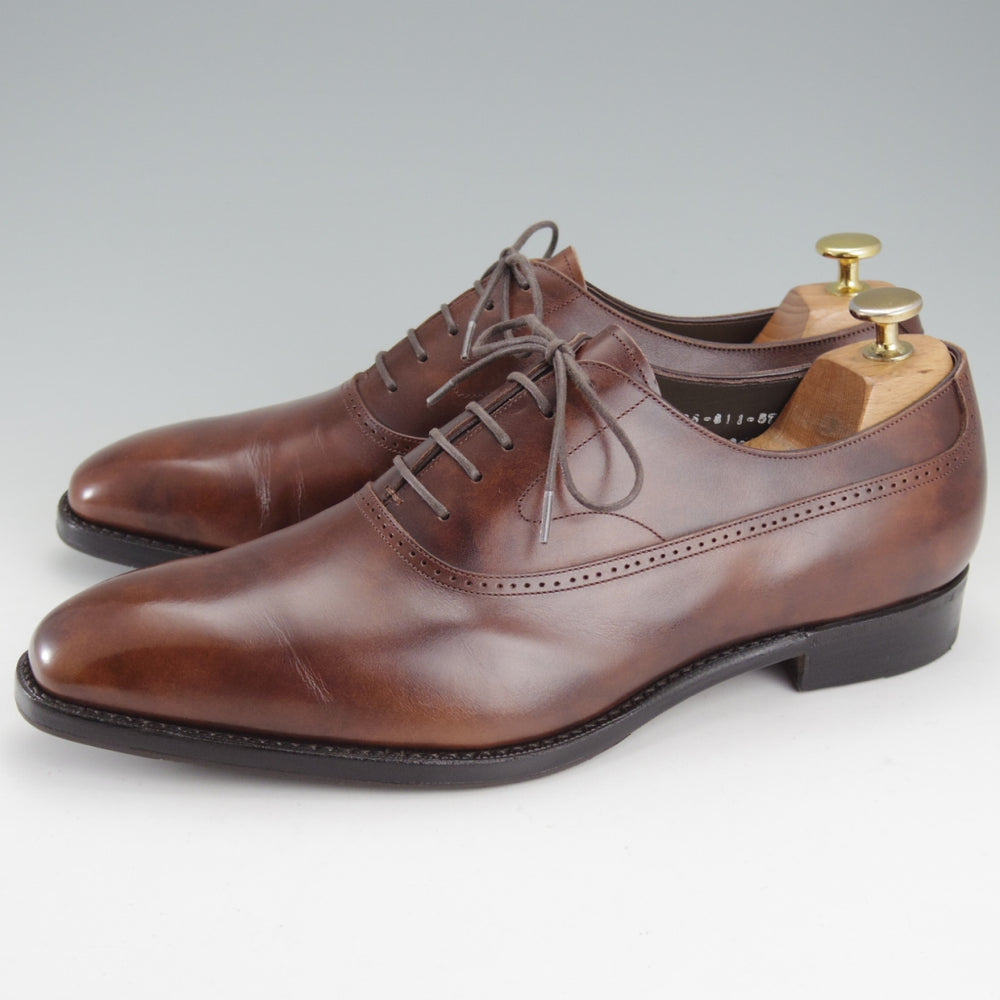 極美品★三陽山長 SIZE 8.5【定価￥94,600-★純正ツリー付/(伊)イルチア社のラディカカーフ/煌之介】R309ラスト/濃茶/メンズ★o228