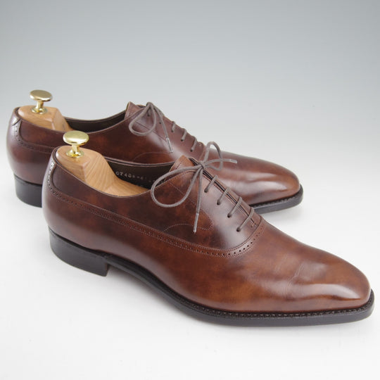 極美品★三陽山長 SIZE 8.5【定価￥94,600-★純正ツリー付/(伊)イルチア社のラディカカーフ/煌之介】R309ラスト/濃茶/メンズ★o228