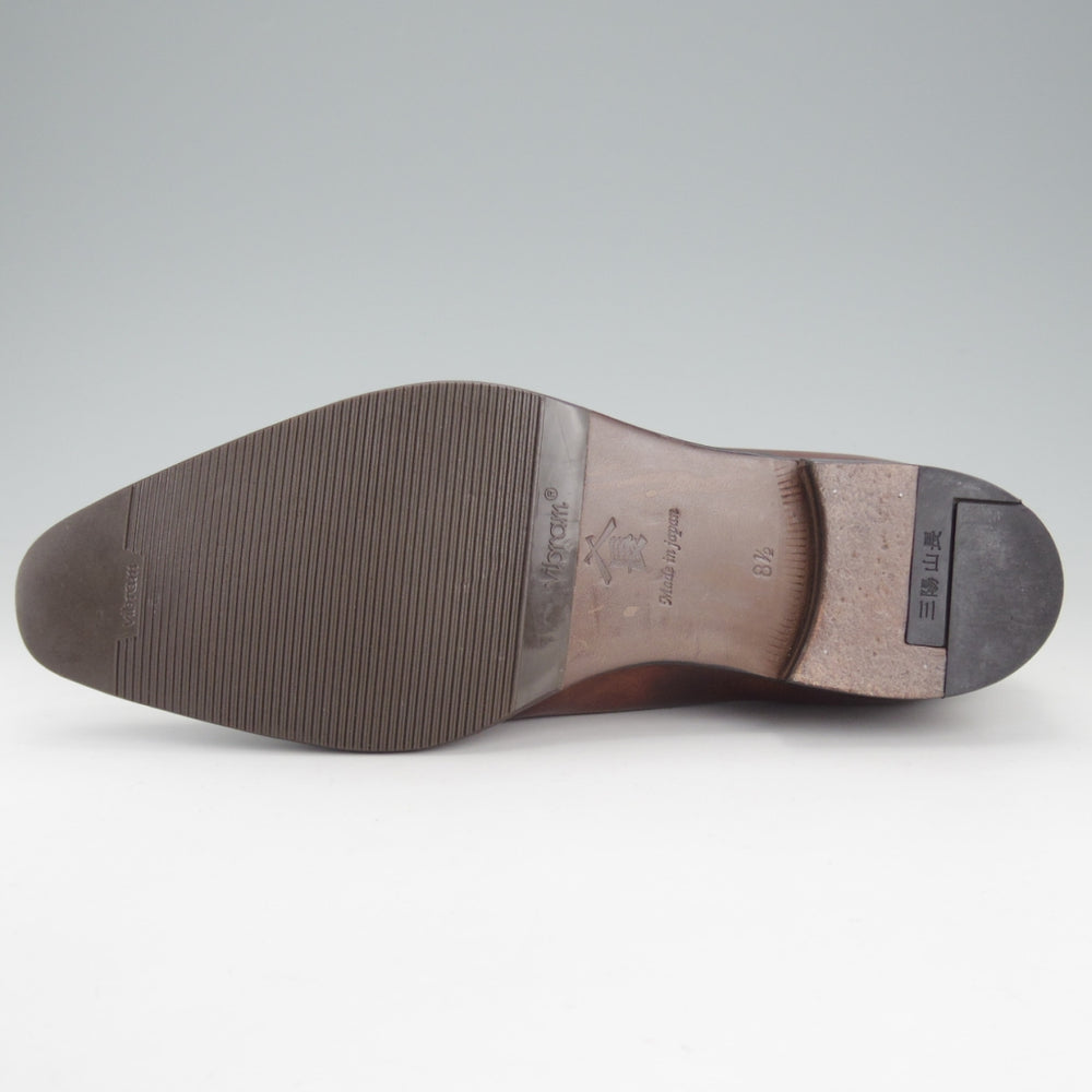 極美品★三陽山長 SIZE 8.5【定価￥94,600-★純正ツリー付/(伊)イルチア社のラディカカーフ/煌之介】R309ラスト/濃茶/メンズ★o228