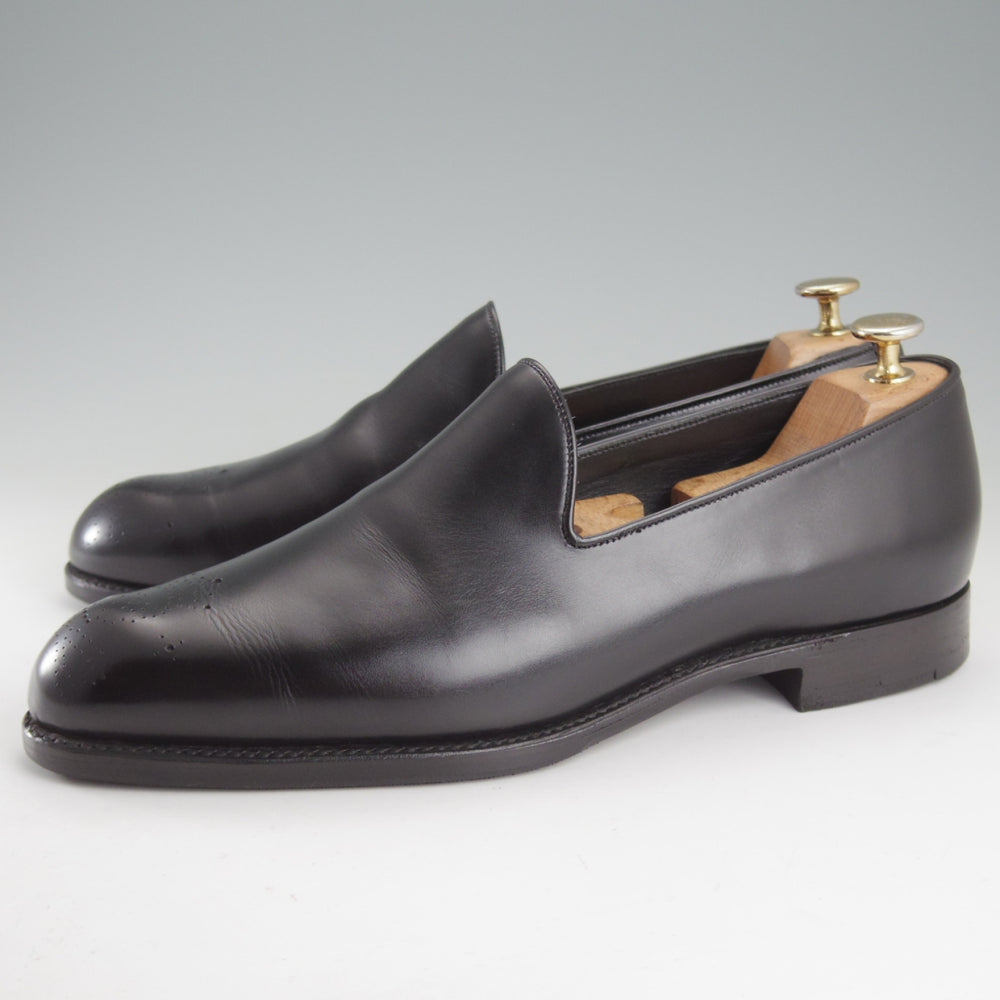極上★(英国製)BARKER BLACK/バーカーブラック US8.5【定価10万円以上★グッドイヤーウェルテッド製法/ローファー】カーフ/黒/メンズ★o786