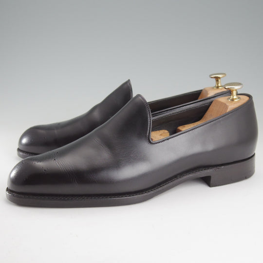 極上★(英国製)BARKER BLACK/バーカーブラック US8.5【定価10万円以上★グッドイヤーウェルテッド製法/ローファー】カーフ/黒/メンズ★o786