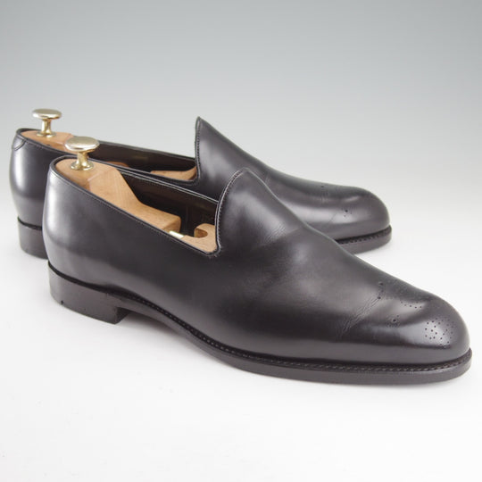 極上★(英国製)BARKER BLACK/バーカーブラック US8.5【定価10万円以上★グッドイヤーウェルテッド製法/ローファー】カーフ/黒/メンズ★o786