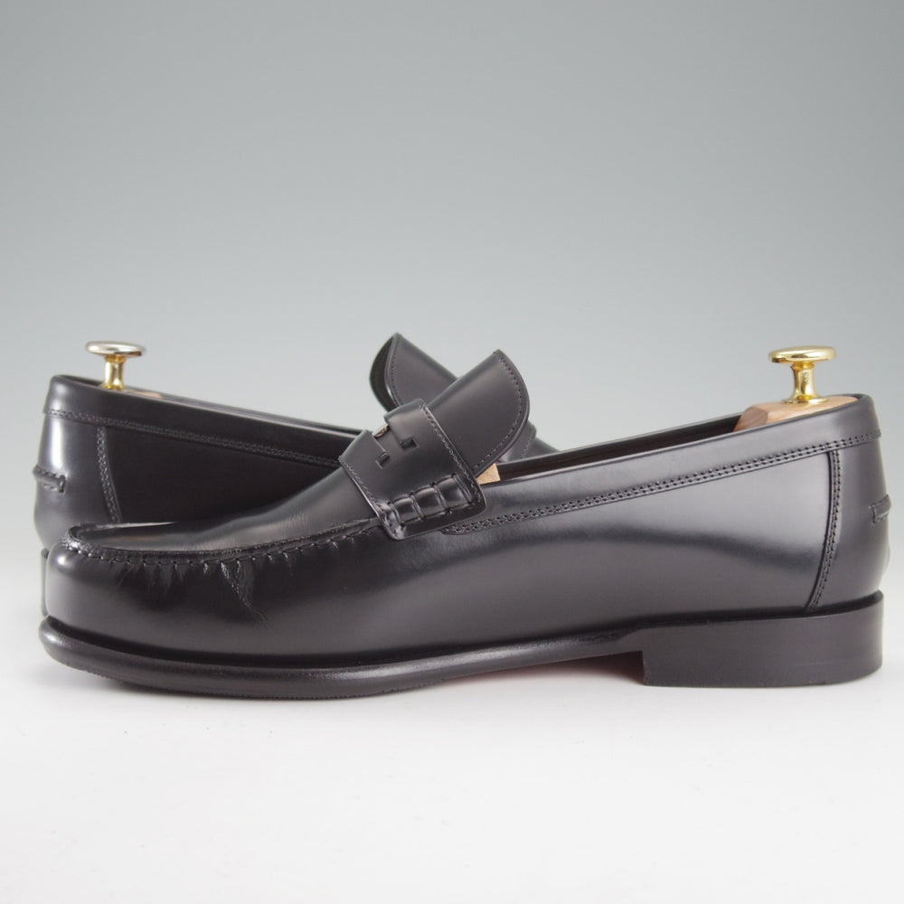 極美品★(伊製)HERMES/エルメス SIZE 41.5【定価￥200,200-★MEZZO/メッゾ/コインローファー】ポリッシュレザー/黒/メンズ★o788