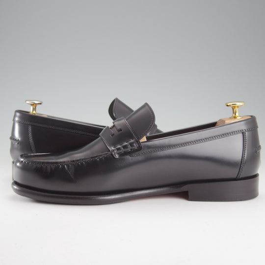 極美品★(伊製)HERMES/エルメス SIZE 41.5【定価￥200,200-★MEZZO/メッゾ/コインローファー】ポリッシュレザー/黒/メンズ★o788