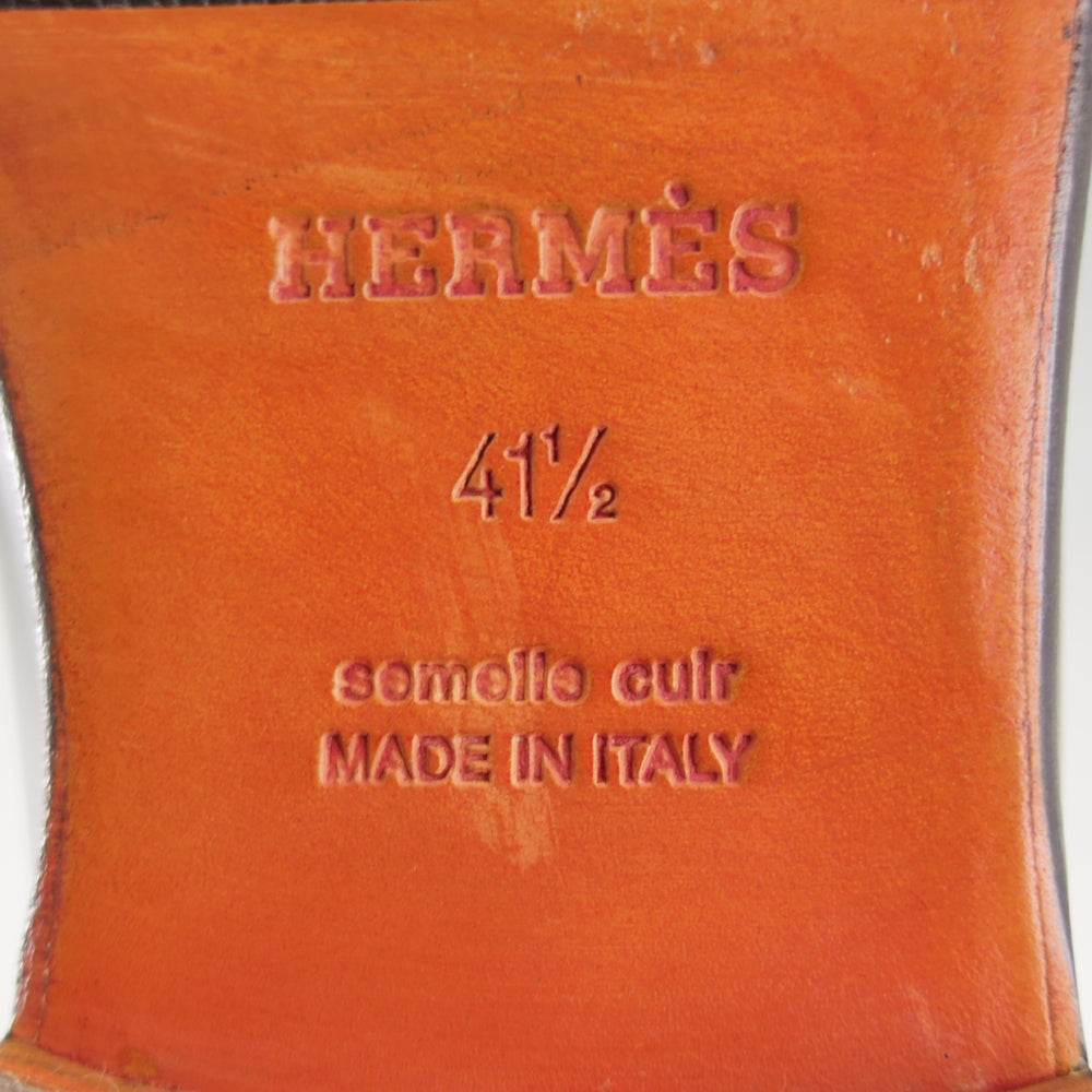 極美品★(伊製)HERMES/エルメス SIZE 41.5【定価￥200,200-★MEZZO/メッゾ/コインローファー】ポリッシュレザー/黒/メンズ★o788