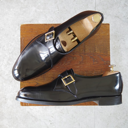 極美品★(英)チーニー 8F【貴重★BROMLEY/ナノユニバース別注】125ラスト/モンクストラップ/ポリッシュレザー/黒/メンズ/CHEANEY★o798